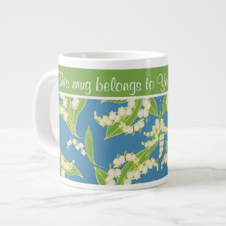 Pretty Jumbo Coffee Mug Lilies of the Valley, Blue