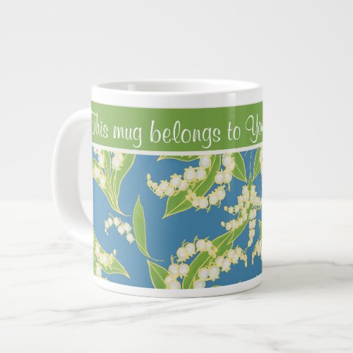 Pretty Jumbo Coffee Mug Lilies of the Valley Blue