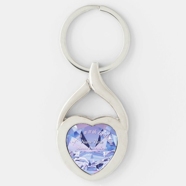 Pretty June Birthstone Gift Designed Personalized Keychain (Front)