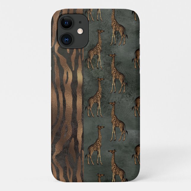 Pretty Jungle Chic Tiger Giraffe Case-Mate iPhone Case (Back)