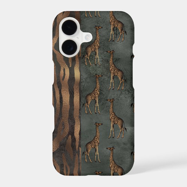 Pretty Jungle Chic Tiger Giraffe Iphone Case (Back)