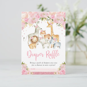 Pretty Jungle Safari Blush Floral Diaper Raffle Enclosure Card