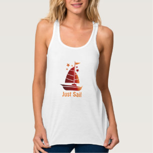 Pretty "Just Sail" Women's Racerback Tank Top