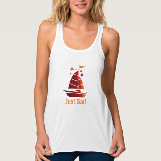 Pretty "Just Sail" Women's Racerback Tank Top (Front)
