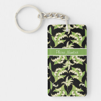 Pretty Keychain: Lilies of the Valley, Black Keychain