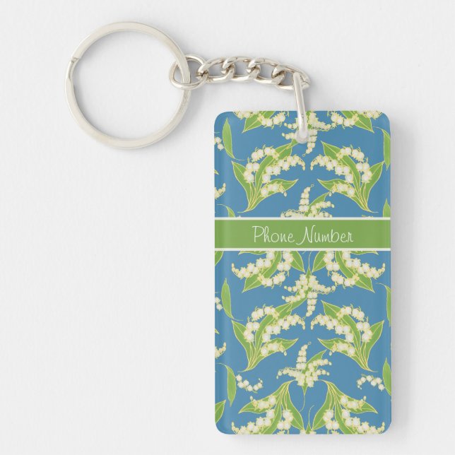 Pretty Keychain: Lilies of the Valley, Blue Keychain (Front)