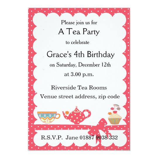 Pretty Kids Tea Party Invitation 