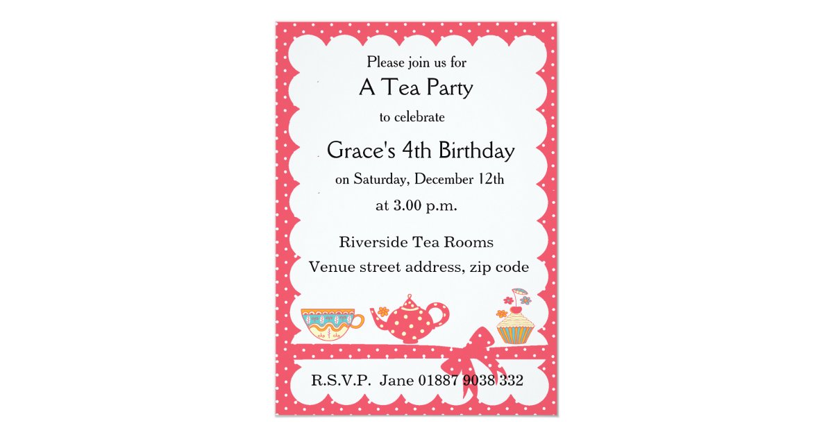 Pretty Kids Tea Party Invitation | Zazzle.com
