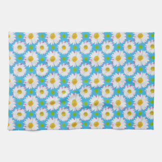 Pretty Kitchen Towel: Daisies, Polkas on Turquoise Towel