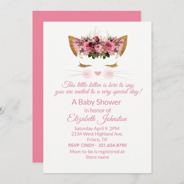 Pretty Kitty Baby Shower Invitation (Front/Back)