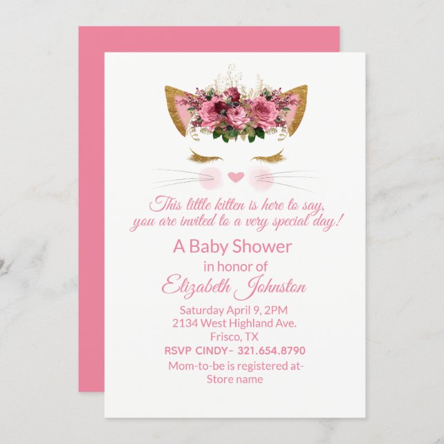 Pretty Kitty Baby Shower Invitation (Front/Back)