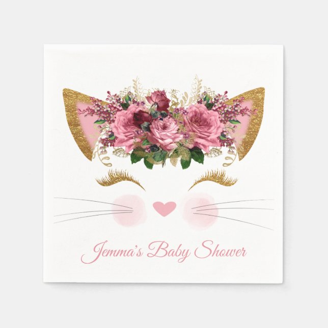 Pretty Kitty Baby Shower Paper Napkins (Front)