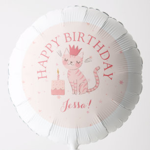 Pretty Kitty Birthday Classic Round Sticker Balloon