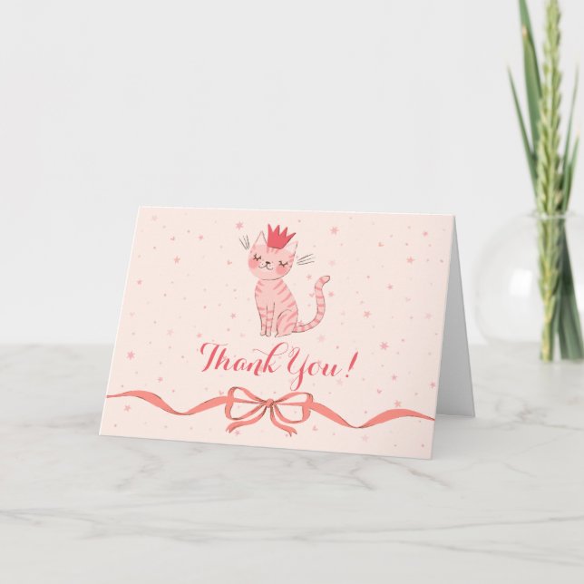 Pretty Kitty Birthday Letterpress Thank You Card (Front)