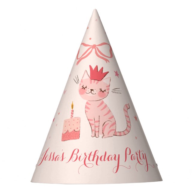 Pretty Kitty Birthday Party Hat (Front)