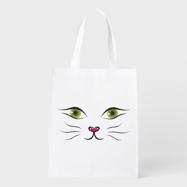 Pretty Kitty Cat Face Grocery bag (Back)