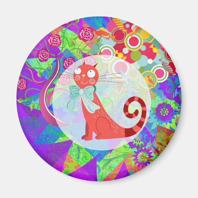 Pretty Kitty Crazy Cat Lady Gifts Vibrant Colorful Magnet (Front)