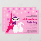 Pretty Kitty Paris Pink Birthday Invitation (Front/Back)