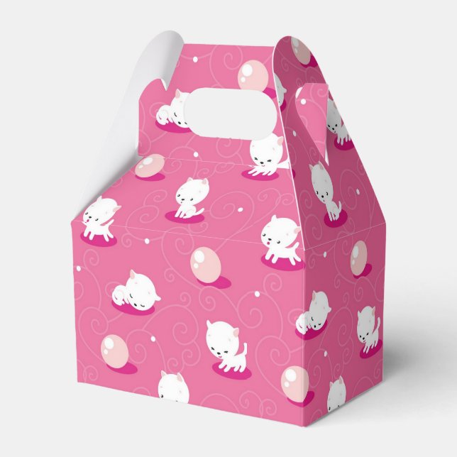 Pretty Kitty Pink Kittens Pattern Favor Box (Front Side)