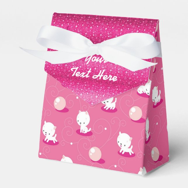 Pretty Kitty Pink Kittens Sparkle Favor Box (Front Side)