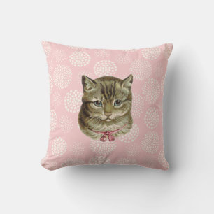 Pretty Kitty Vintage Style Throw Pillow