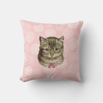 Pretty Kitty Vintage Style Throw Pillow by Pretty_Vintage at Zazzle