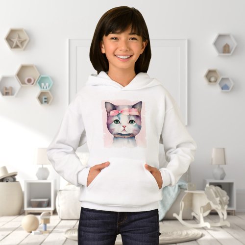 Pretty Kitty With Pink Bow Hoodie