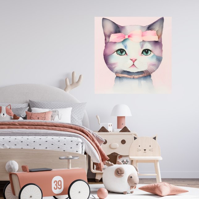 Pretty Kitty With Pink Bow Metal Wall Art (Creator Uploaded)