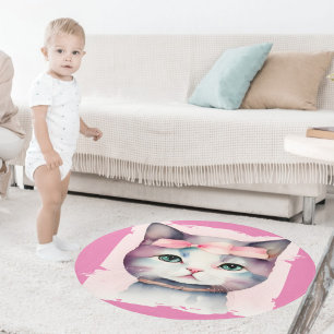 Pretty Kitty With Pink Bow Rug