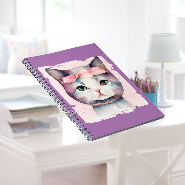 Pretty Kitty With Pink Bow Spiral Photo Notebook (Creator Uploaded)