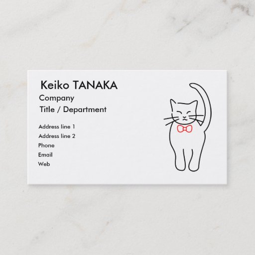 Customizable Pretty Kitty with Red Bow Business Card