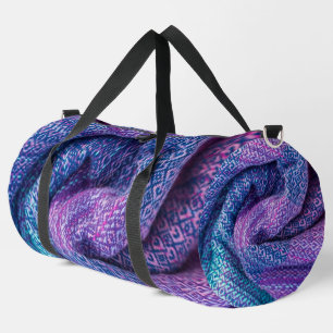 Pretty Knitted Mixed Purple and Blue Duffle Bag