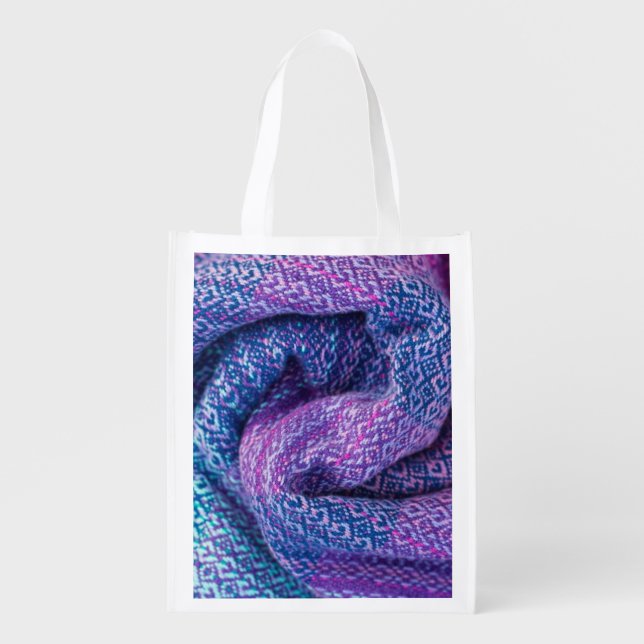 Pretty Knitted Mixed Purple and Blue  Grocery Bag (Front)