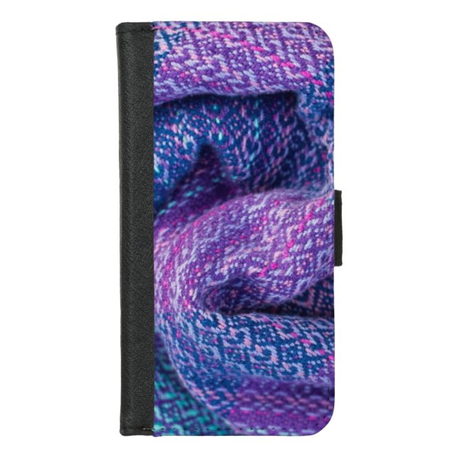 Pretty Knitted Mixed Purple and Blue iPhone Wallet Case (Front)