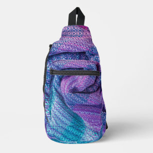 Pretty Knitted Mixed Purple and Blue Sling Bag