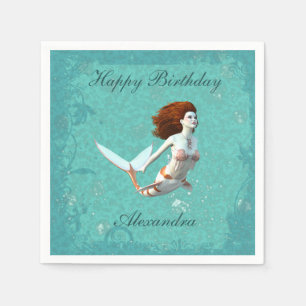 Pretty Koi Mermaid Swimming Underwater Napkins