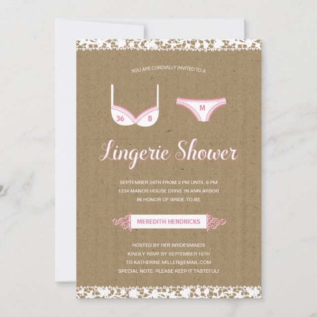 Pretty Lace | Lingerie Bridal Shower Invite (Front)