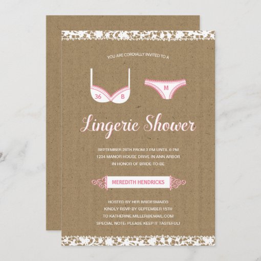 Pretty Lace Lingerie Bridal Shower Invite Zazzle