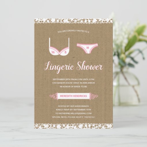 Pretty Lace Lingerie Bridal Shower Invite Zazzle