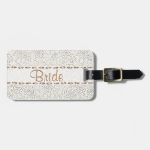 Pretty Lace Look Custom Bride's Luggage Tag
