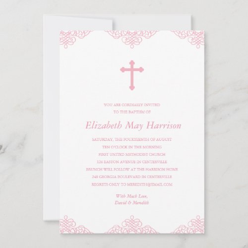 Pretty Lace | Pink Girls Baptism/Christening Custom Invites