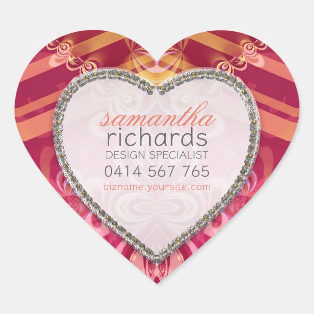 Pretty Lace Ribbons CustomName Heart Stickers (Front)