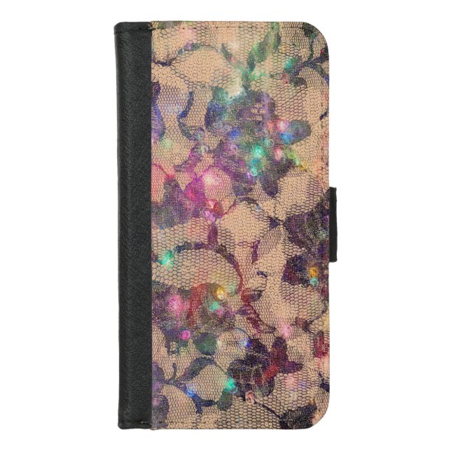 Pretty Lace Roses iPhone Wallet Case (Front)