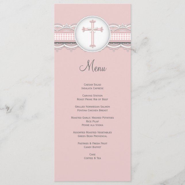 Pretty Lace w Cross Religious Celebration Menu (Front)
