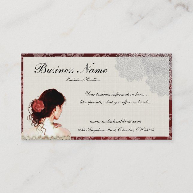 Pretty Lace Woman Design Business Cards (Front)