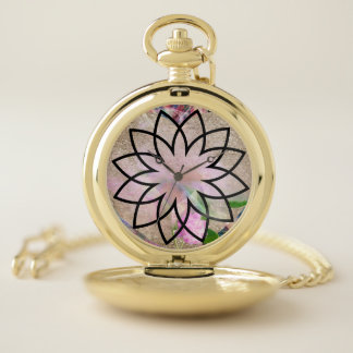 Pretty Ladies Lotus Flower  Pocket Watch