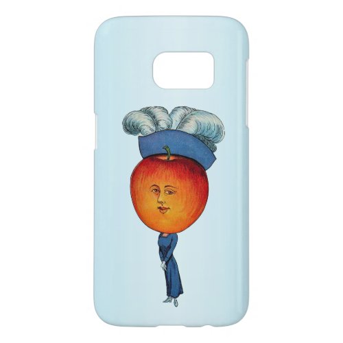 Pretty Lady blue dress With Red Apple Head Face Samsung Galaxy S7 Case