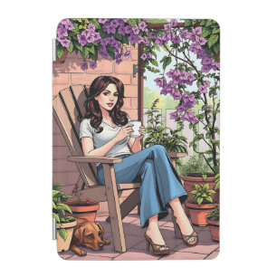 Pretty Lady Drinking Coffee Relaxing Outside iPad Mini Cover