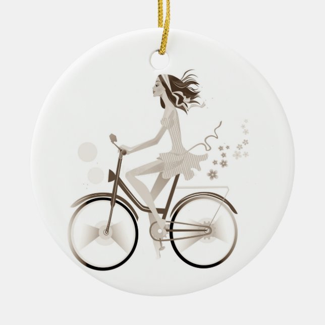 *PRETTY LADY ON A BIKE* CHRISTMAS ORNAMENT (Front)