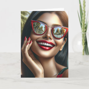 Pretty Lady Smiling Blank Card